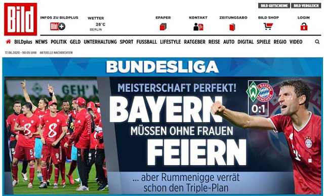 Tờ Baird dành sự tôn vinh cao cho Bayern Munich