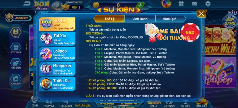 Sự kiện trong trò chơi Don1.Club