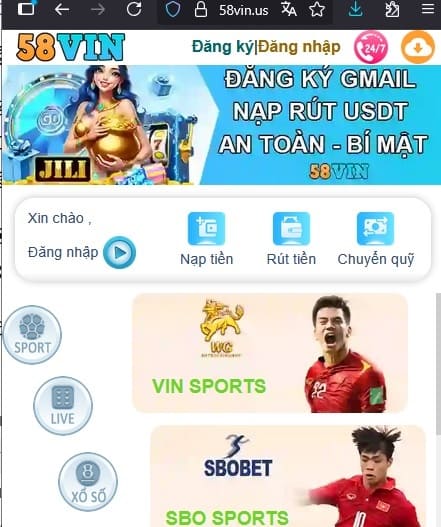 Giao diện 58vin